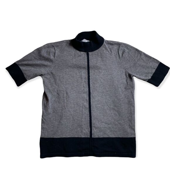 Laura Petites Grey & Black Short Sleeve Knit Top | Size S - Picture 4 of 6